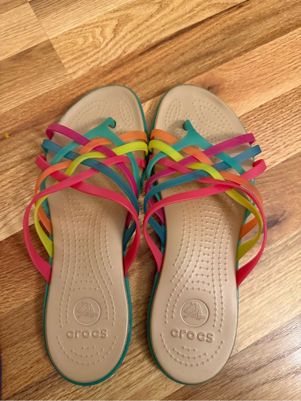 CROCS Women’s Rainbow Strappy Slide Sandals